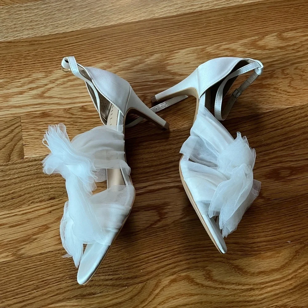 Brand New White Bhldn Bridal Oresme Tulle Heels Size 6